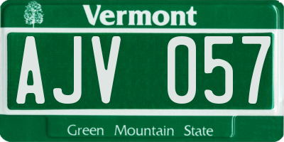 VT license plate AJV057