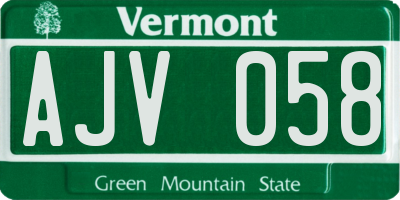 VT license plate AJV058