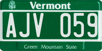VT license plate AJV059