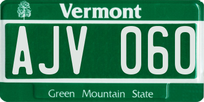 VT license plate AJV060