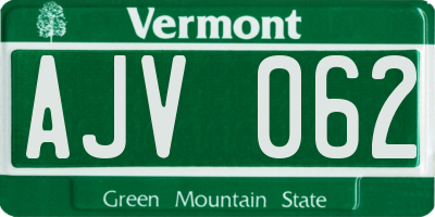 VT license plate AJV062