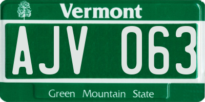 VT license plate AJV063
