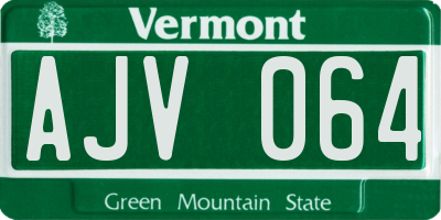 VT license plate AJV064