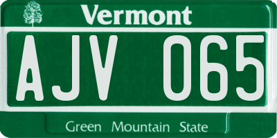 VT license plate AJV065