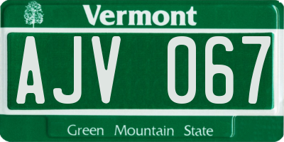VT license plate AJV067