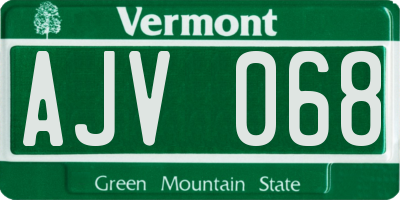 VT license plate AJV068