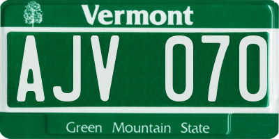 VT license plate AJV070