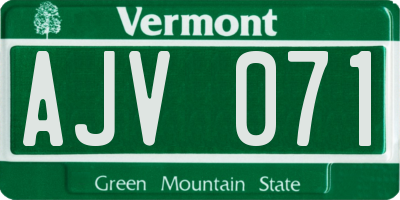 VT license plate AJV071