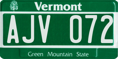 VT license plate AJV072