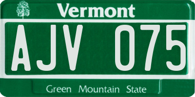 VT license plate AJV075