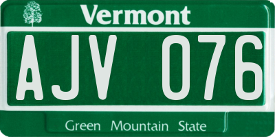 VT license plate AJV076