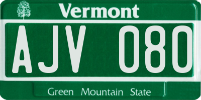 VT license plate AJV080