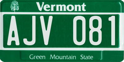 VT license plate AJV081