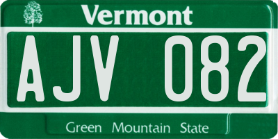 VT license plate AJV082