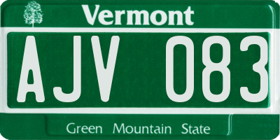 VT license plate AJV083