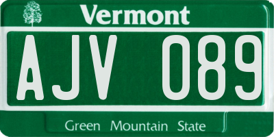 VT license plate AJV089