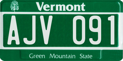 VT license plate AJV091
