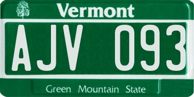 VT license plate AJV093