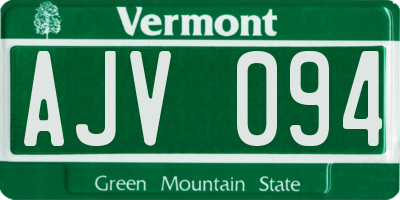 VT license plate AJV094