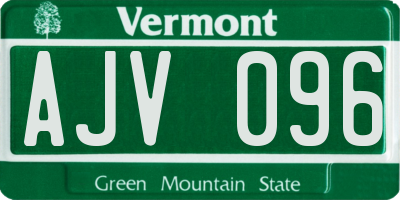 VT license plate AJV096