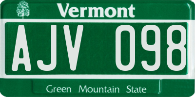 VT license plate AJV098