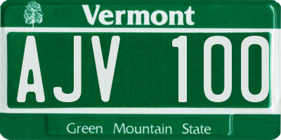 VT license plate AJV100
