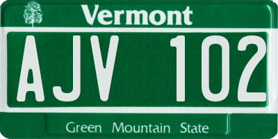 VT license plate AJV102