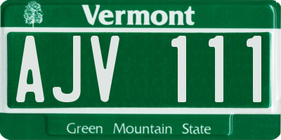 VT license plate AJV111