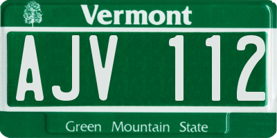 VT license plate AJV112