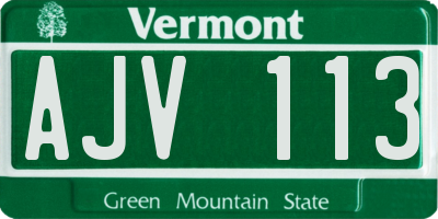 VT license plate AJV113