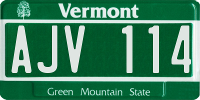 VT license plate AJV114