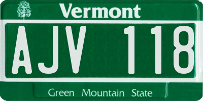 VT license plate AJV118