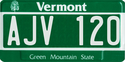 VT license plate AJV120
