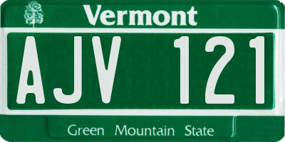 VT license plate AJV121