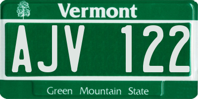 VT license plate AJV122