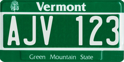 VT license plate AJV123