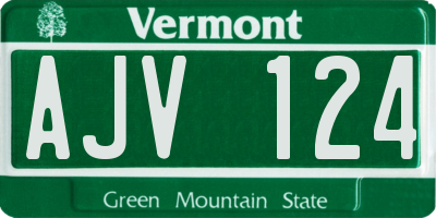 VT license plate AJV124