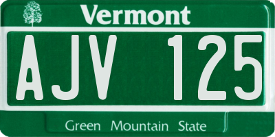 VT license plate AJV125