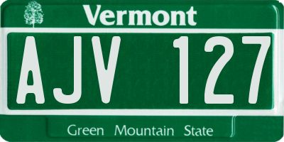 VT license plate AJV127