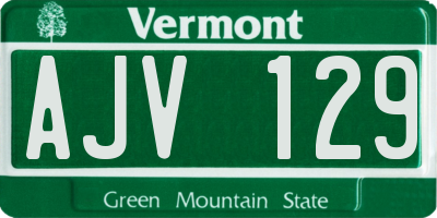 VT license plate AJV129