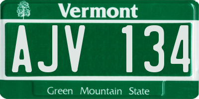 VT license plate AJV134