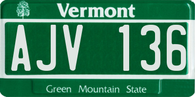 VT license plate AJV136