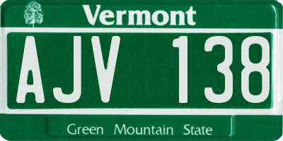 VT license plate AJV138
