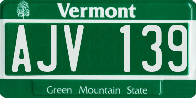 VT license plate AJV139