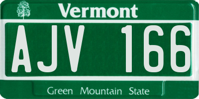 VT license plate AJV166