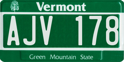 VT license plate AJV178