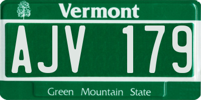 VT license plate AJV179