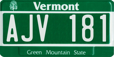 VT license plate AJV181
