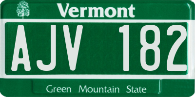 VT license plate AJV182