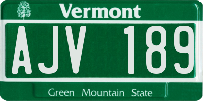 VT license plate AJV189
